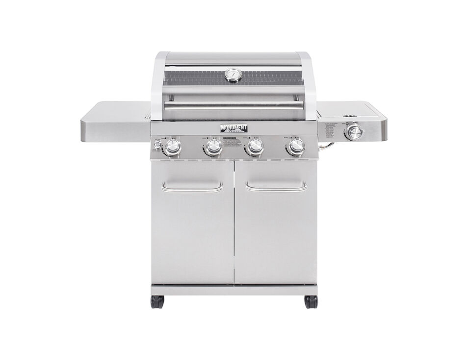 Monument Grills Classic Series | 4 Burner Stainless Steel Natural/ Gas Grill With Cleardview Lid