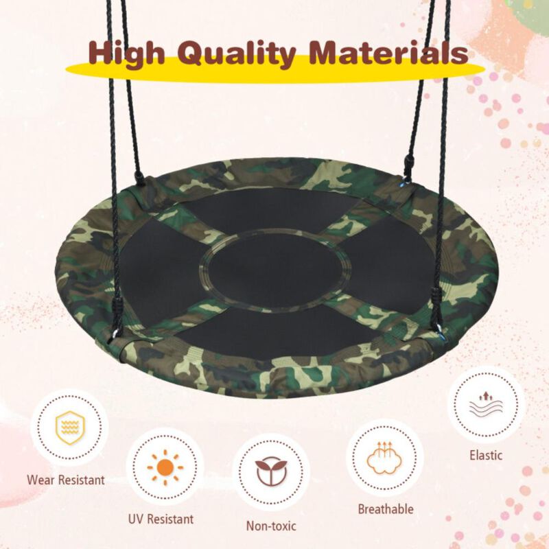Hivvago 40 Inch Flying Saucer Tree Swing Outdoor Play Set with Adjustable Ropes Gift for Kids