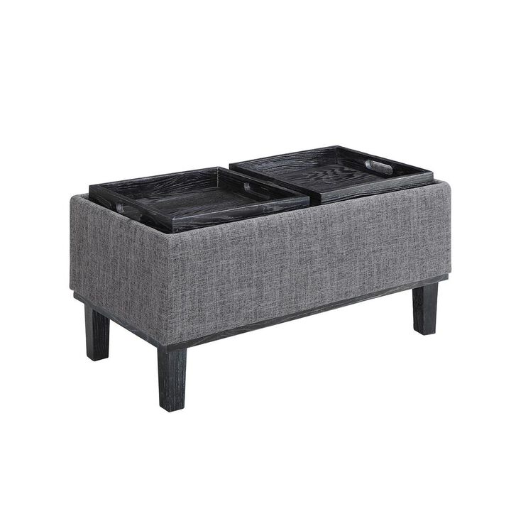 Convience Concept, Inc. Designs4Comfort Brentwood Storage Ottoman with Reversible Trays Light Charcoal Gray Fabric/Black