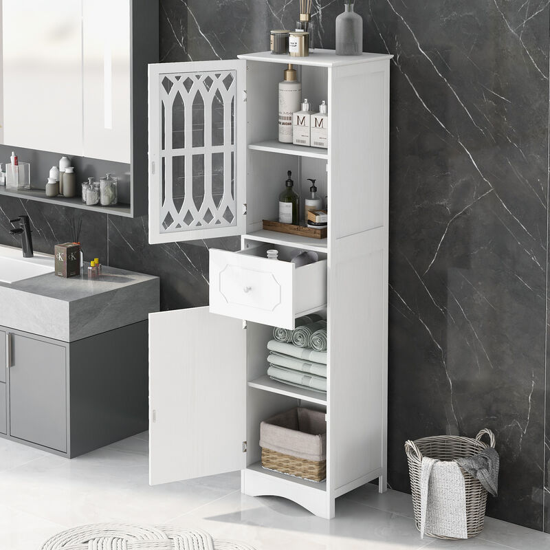Merax  Freestanding Linen Cabinet Bathroom Storage Cabinet