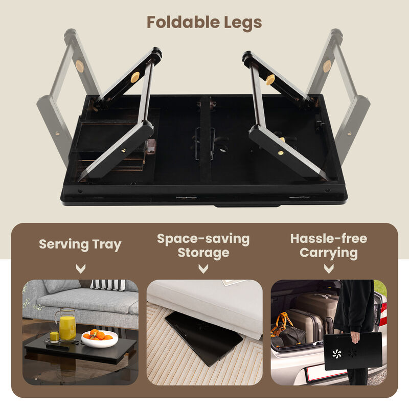 Adjustable Wicker Laptop Desk with Tilting Top and Drawer