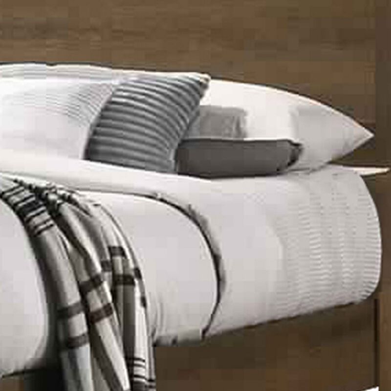 Transitional Style Wooden Eastern King Bed with Raised Molding Trim, Brown-Benzara