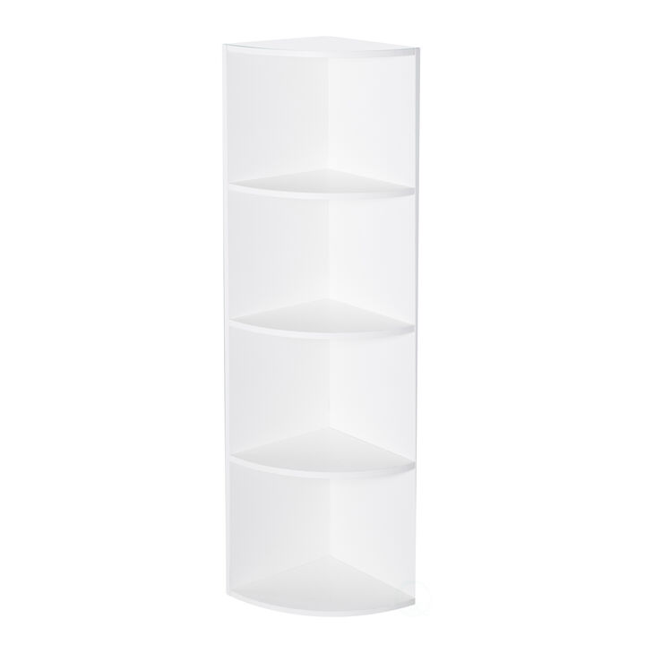 Durable 4-Tier Wooden Corner Bookshelf, Perfect for Tiny Home, Office Space, Living Room, Shelves for Bedroom, Classroom, and Library Shelving Needs, Black