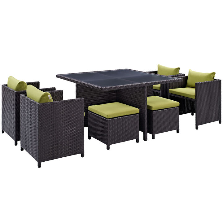 Inverse 9 Piece Outdoor Patio Dining Set - Espresso Peridot