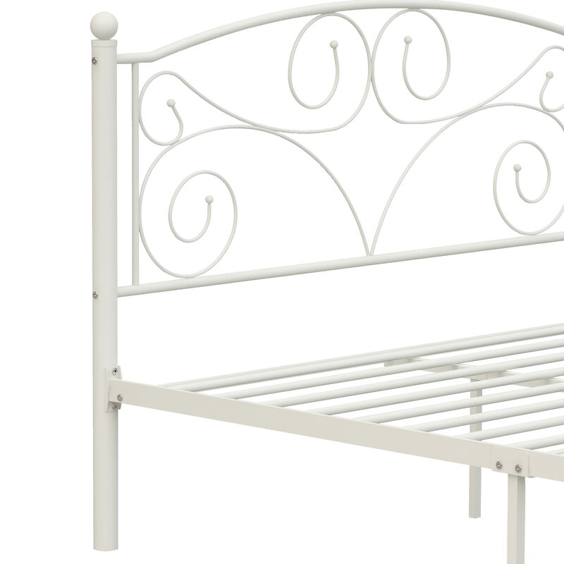 Streamdale Queen Metal Bed Frame with Intricate Floral Headboard