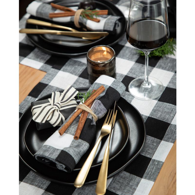 Solino Home 100% Pure Linen Table Runner | Buffalo Check