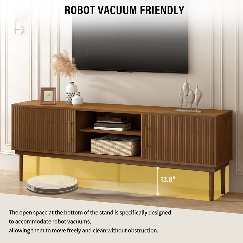 Merax Side Cabinet TV Stand with Sliding Doors