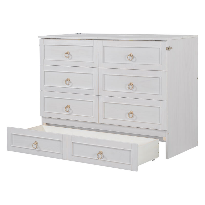 Merax Wooden Murphy Bed with Large Drawers
