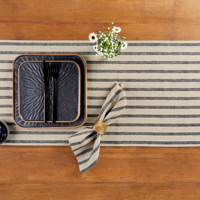 Solino Home 100% Pure Linen Table Runner | Madison Stripe