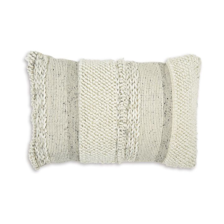 Lumbar Pillow Set of 4, 14 x 22 Inch, Polyester, Handwoven Beige Cotton -