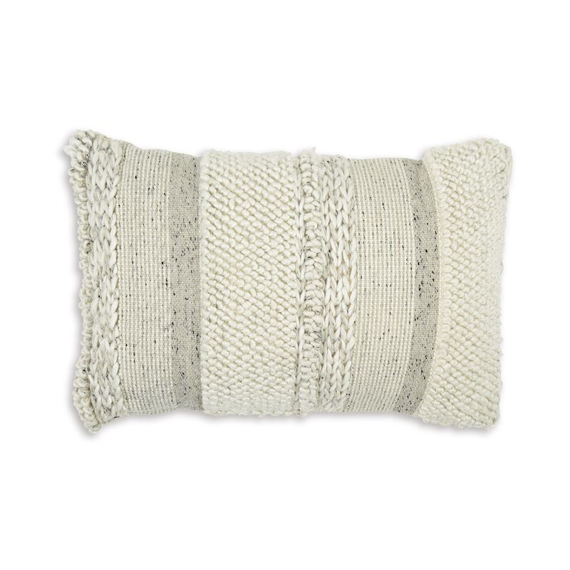 Lumbar Pillow Set of 4, 14 x 22 Inch, Polyester, Handwoven Beige Cotton -
