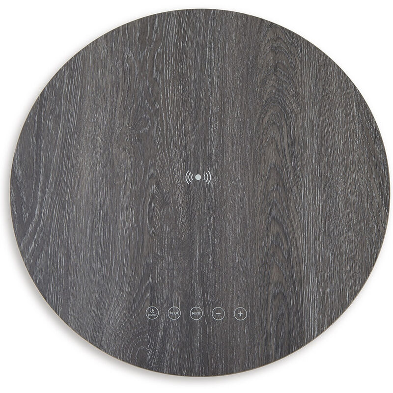 Seme Accent Table, Wireless Charging, Built In Speakers, 18 Inch, Gray - Benzara