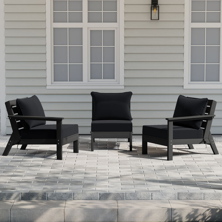 WestinTrends Outdoor Patio HDPE Sectional Sofa with Patio Cushions