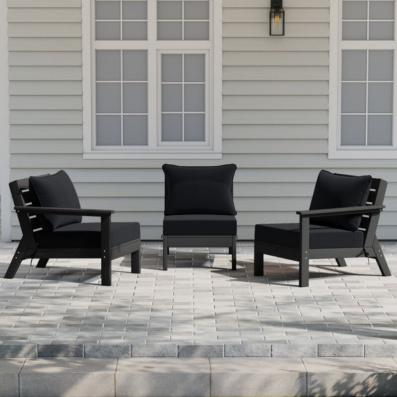 WestinTrends Outdoor Patio HDPE Sectional Sofa with Patio Cushions