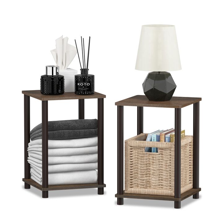 FURINNO Turn-N-Tube Haydn 2-Pack End Table, Walnut/Brown