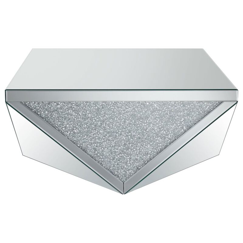 Coaster Co. of America Amore Square Mirrored Acrylic Crystal Coffee Table Silver