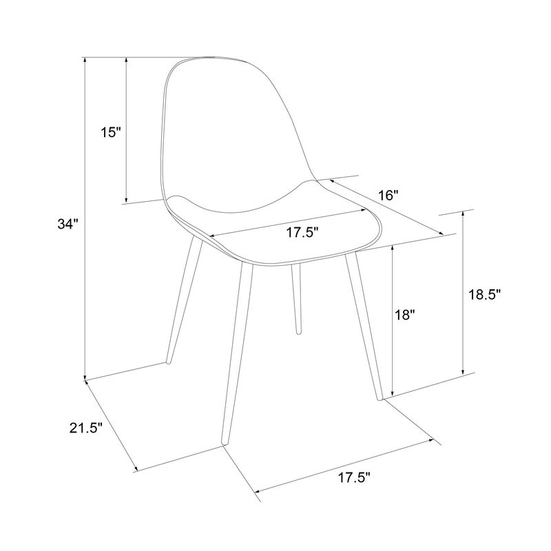 REALROOMS Brandon Upholstered 4-Piece Dining Chairs, 4-Pack, White Faux Leather