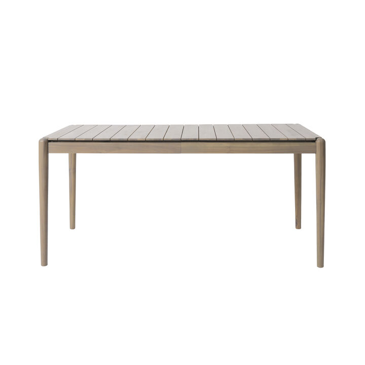 Siaz Dining Table, Rectangular 68 Inch, Slat Panel Design, Light Brown Wood - Benzara