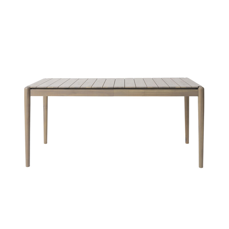 Siaz Dining Table, Rectangular 68 Inch, Slat Panel Design, Light Brown Wood - Benzara