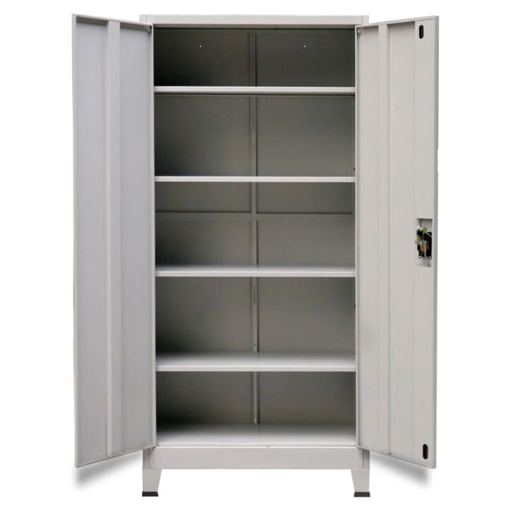 vidaXL Office Cabinet with 2 Doors Steel 35.4"x15.7"x70.9" Gray