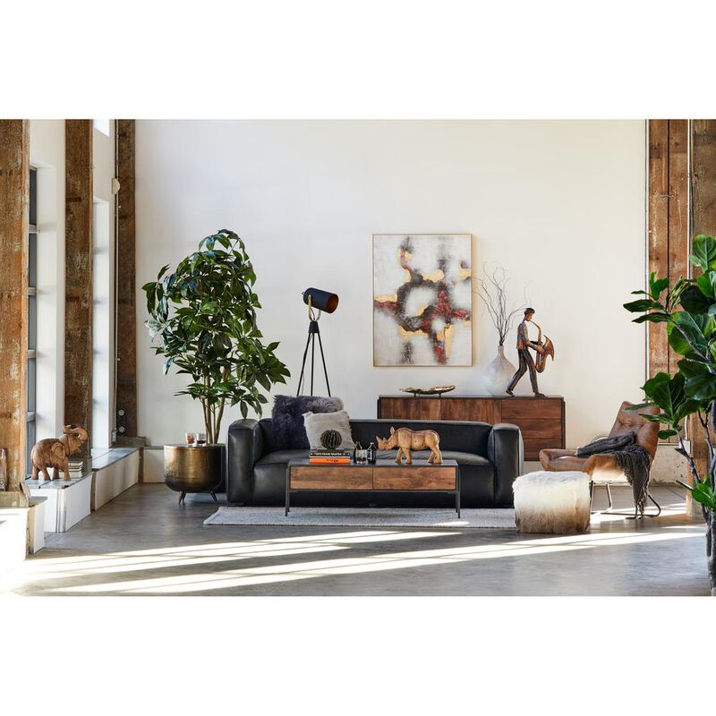 Kettel Rustic Brass Drum Accent Table - Modern Collection, Belen Kox