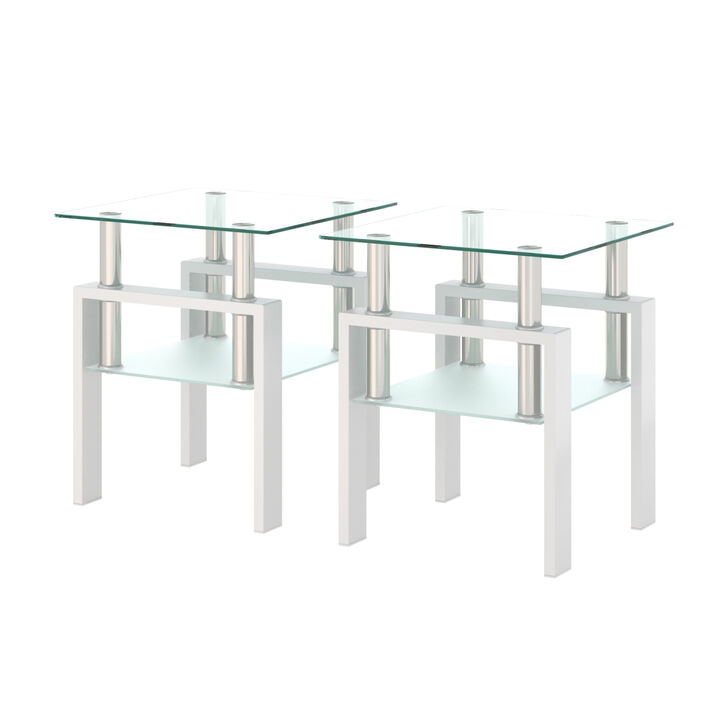 Modern Glass Tea Coffee End Table for Living Room