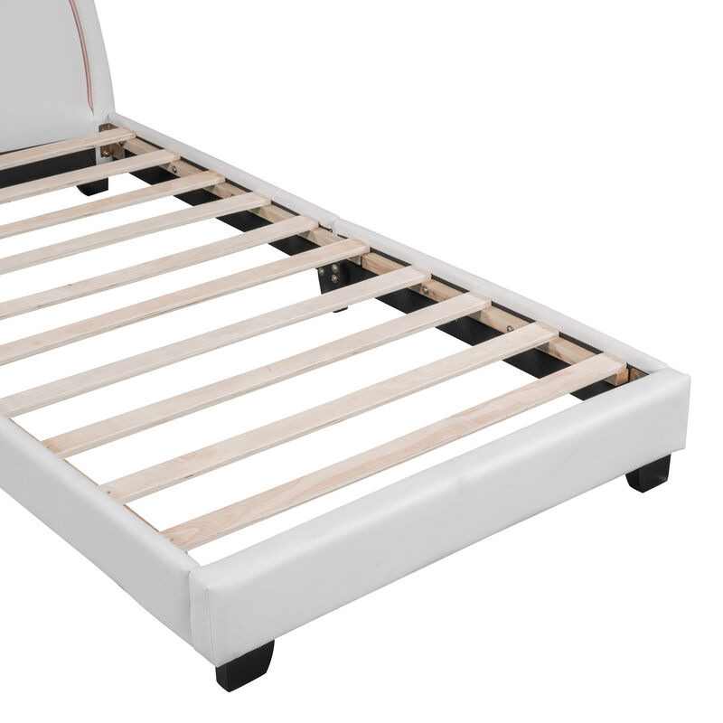Merax Rabbit Upholstered Leather Platform Bed
