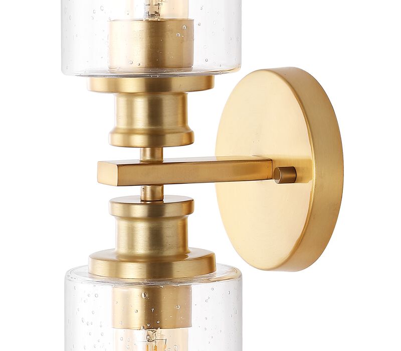 Jules Edison Cylinder Iron/Seeded Glass Farmhouse Contemporary LED Wall Sconce