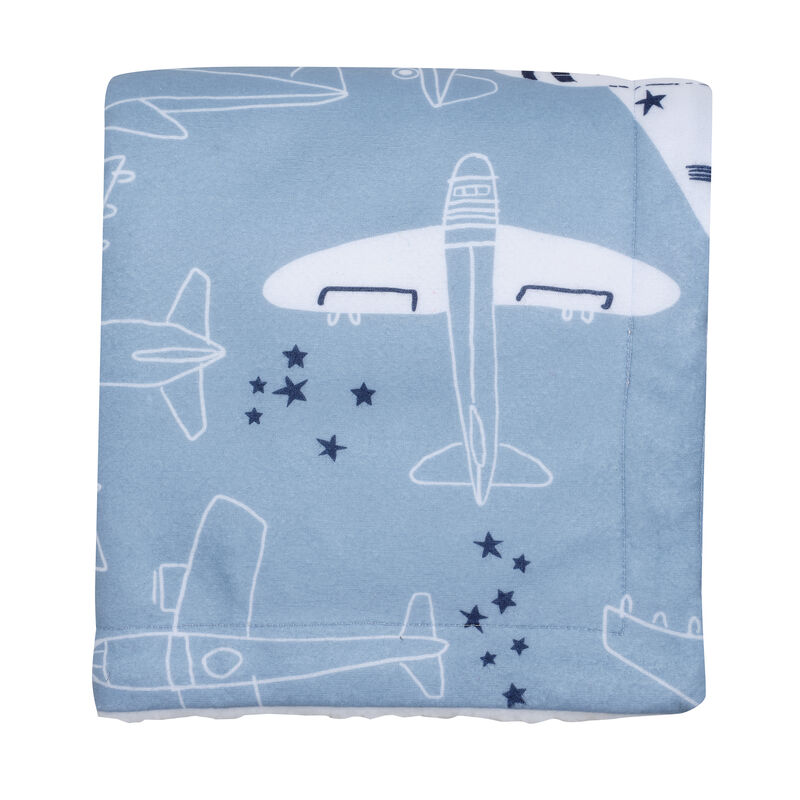 Bedtime Originals Little Aviator Blue/White Airplane Soft Fleece Baby Blanket