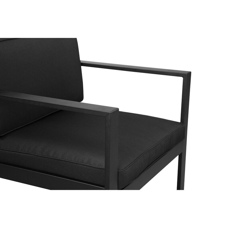 Kili 29 Inch Armchair, Jet Black Aluminum Frame, Water Resistant Fabric-Benzara