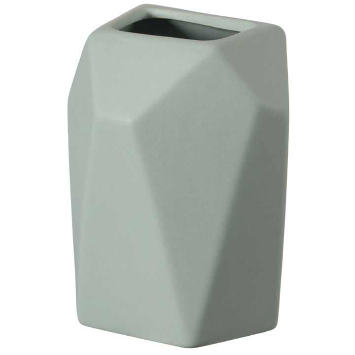 8" H Decorative Ceramic Multi Paned Vase, Modern Style Centerpiece Table Vase White, Medium