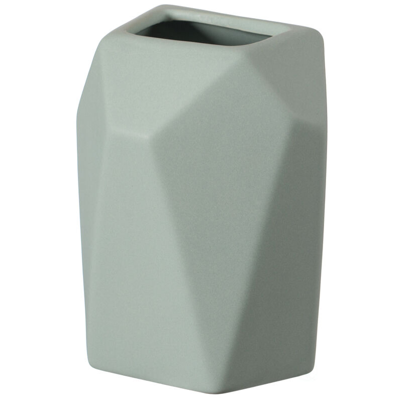 8" H Decorative Ceramic Multi Paned Vase, Modern Style Centerpiece Table Vase White, Medium