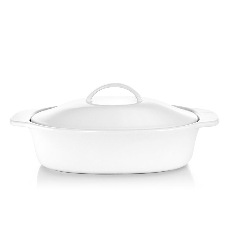 Gibson Elite Gracious Dining 2 Piece Oval Stoneware Bakeware with Lid and Metal Rack