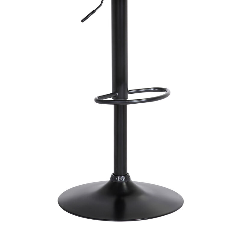 Lydia Adjustable Black Wood Stool in Grey Faux Leather with Black Metal