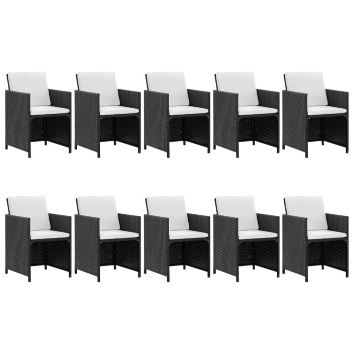 vidaXL 11 Piece Outdoor Dining Set with Cushions Poly Rattan Black