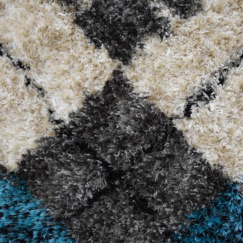 RUGSOTIC CARPETS HAND TUFTED SHAG POLYESTER ECO-FRIENDLY AREA RUGS  - 6'x6', Square, Multicolor, Geometric Modern Design, High Pile Thick Handmade Anti Skid Rugs for Living Room, Bed Room K00015