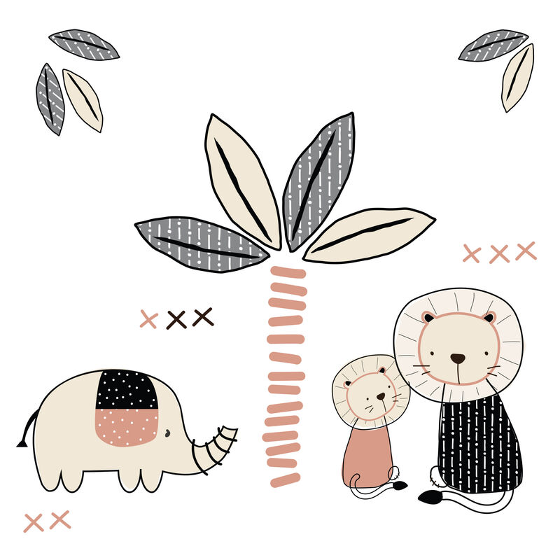 Lambs & Ivy Patchwork Jungle Animals 4-Piece Nursery Baby Crib Bedding Set