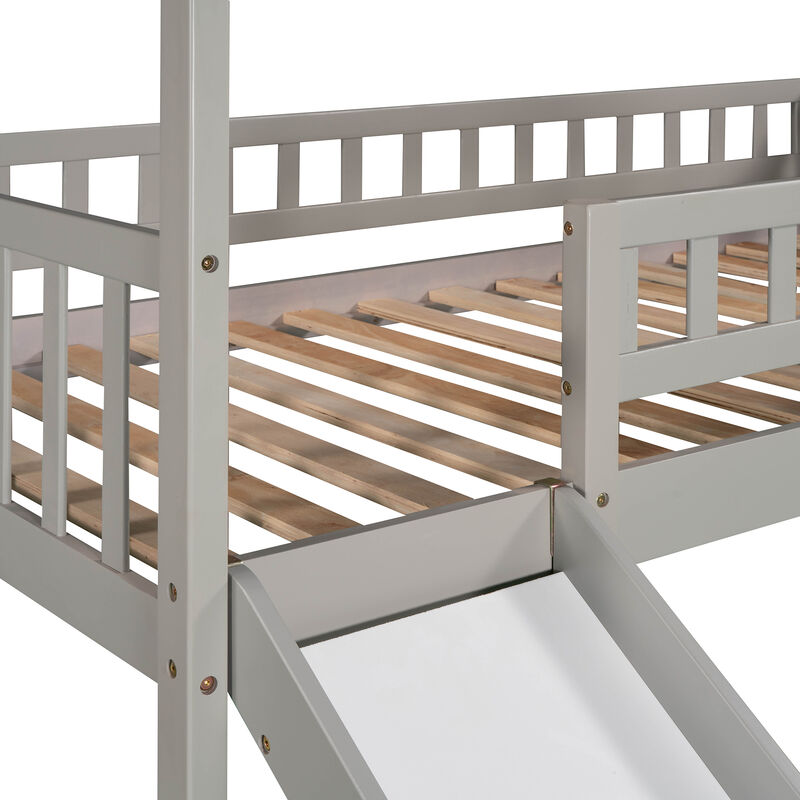 Merax House Loft Bed with 2 Drawers and Slide