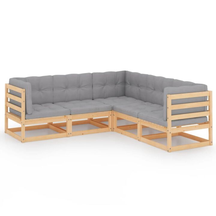 vidaXL 5 Piece Garden Lounge Set with Cushions Solid Pinewood