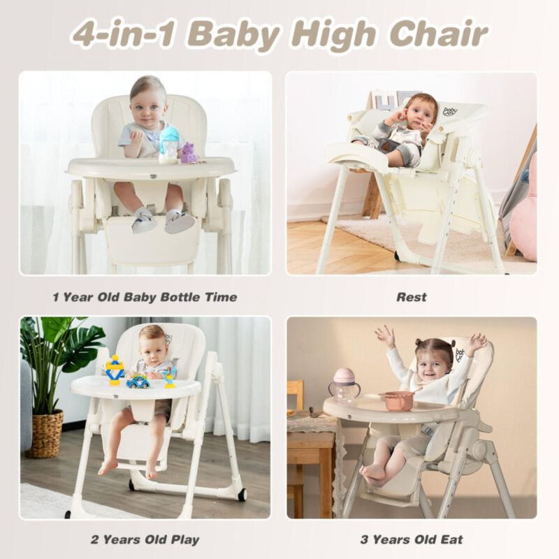 Hivvago 4-in-1 Baby High Chair with 6 Adjustable Heights