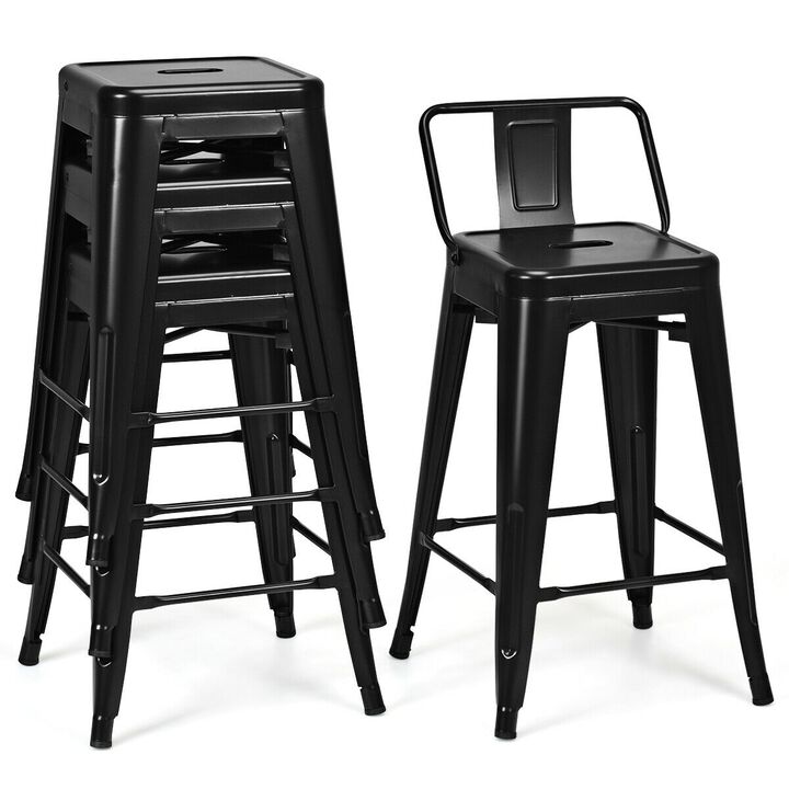 24" Set of 4 Cafe Side Chairs with Rubber Feet and Removable Back