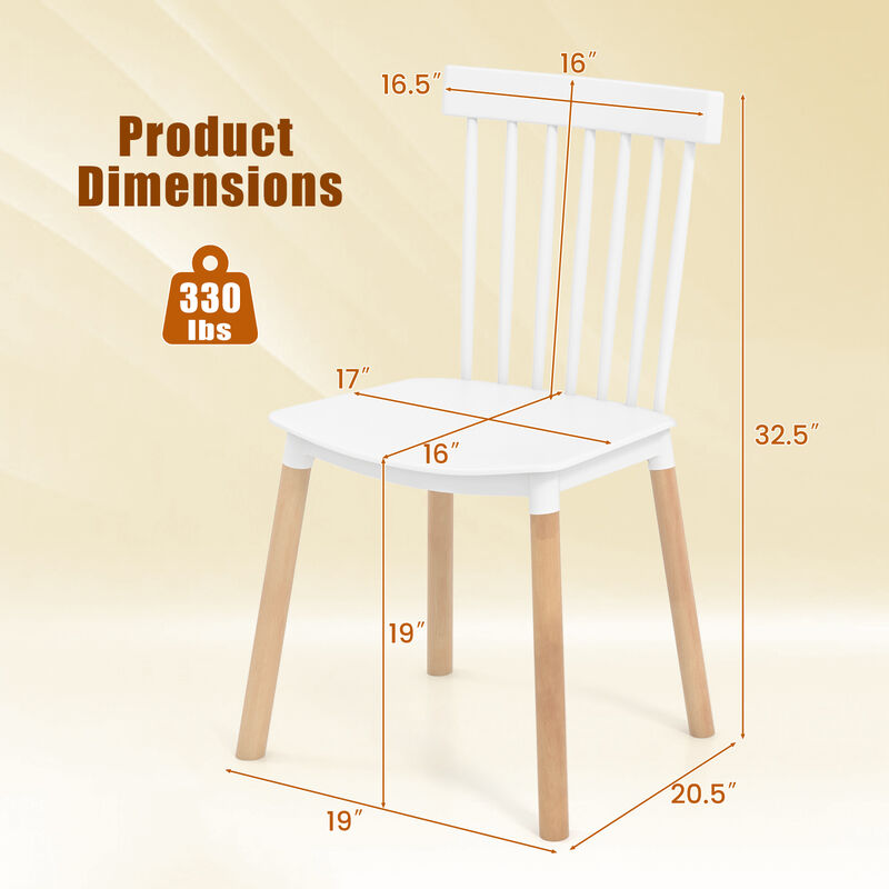 Set of 4 Windsor Dining Chairs with Spindle Backs and Curved Seats