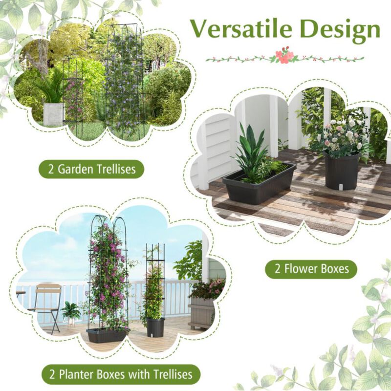 Hivvago 2 Pack Garden Planters with Trellis Cucumber Trellis Tomato Cage