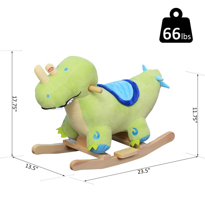 Prehistoric Playtime: Green Plush Dinosaur Rocker with Sounds