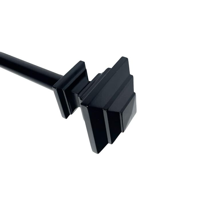 Versailles Industria Stacked Steel Heavy Duty Curtain Rods for Windows Set 72" - 144" Black