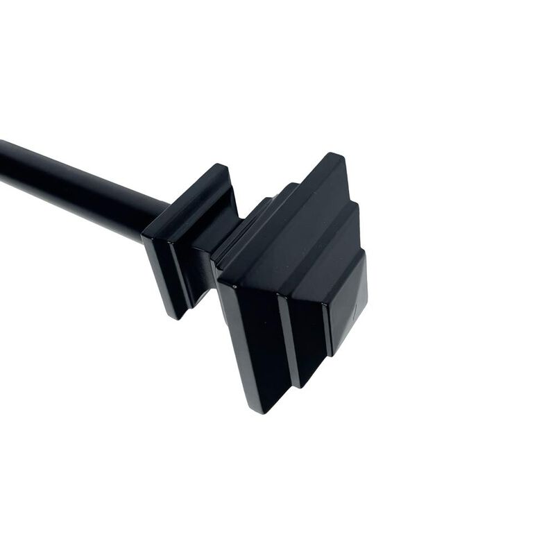 Versailles Industria Stacked Steel Heavy Duty Curtain Rods for Windows Set 72" - 144" Black
