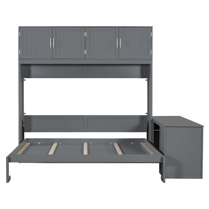 Merax Murphy Bed Cabinet with Desk and Storage Shelves
