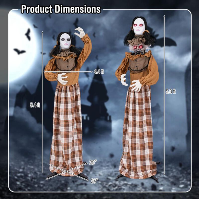 Hivvago Halloween Animatronic Haunted Woman with Pop Up Head and Control Button