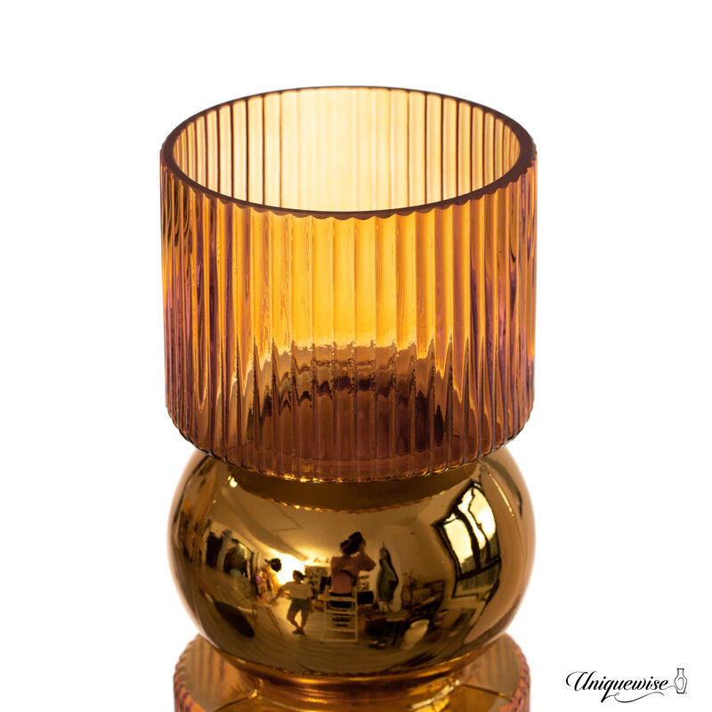 Set of 2 Decorative Orange Glass Vases