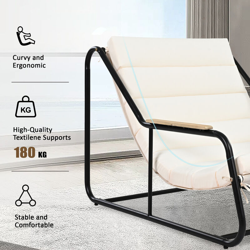 Merax Outdoor Chaise Lounge Chairs ans 1 Side Table